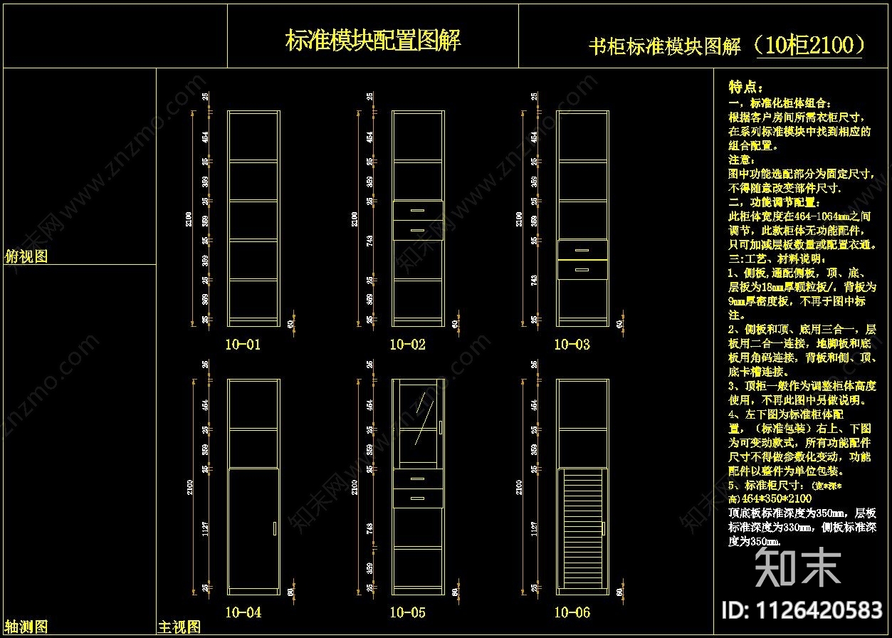板式酒柜书柜衣柜掩门吸塑门CADcad施工图下载【ID:1126420583】
