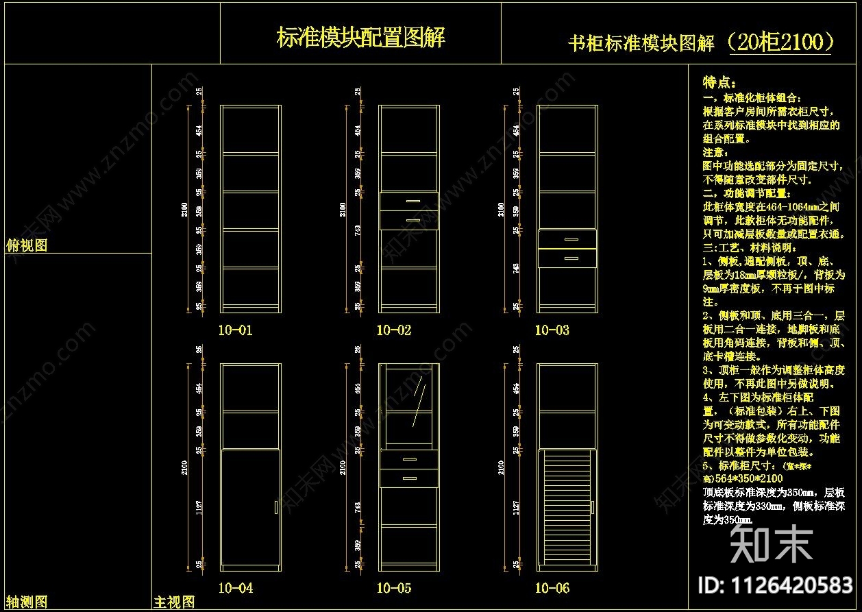 板式酒柜书柜衣柜掩门吸塑门CAD施工图下载【ID:1126420583】