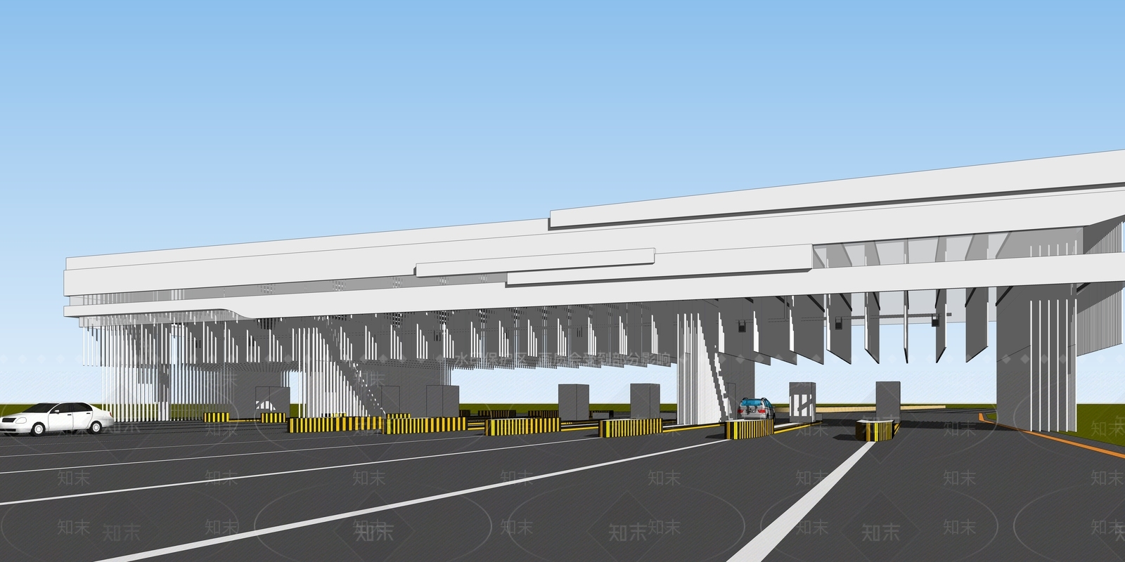 现代风格收费站SU模型下载【ID:1126421116】