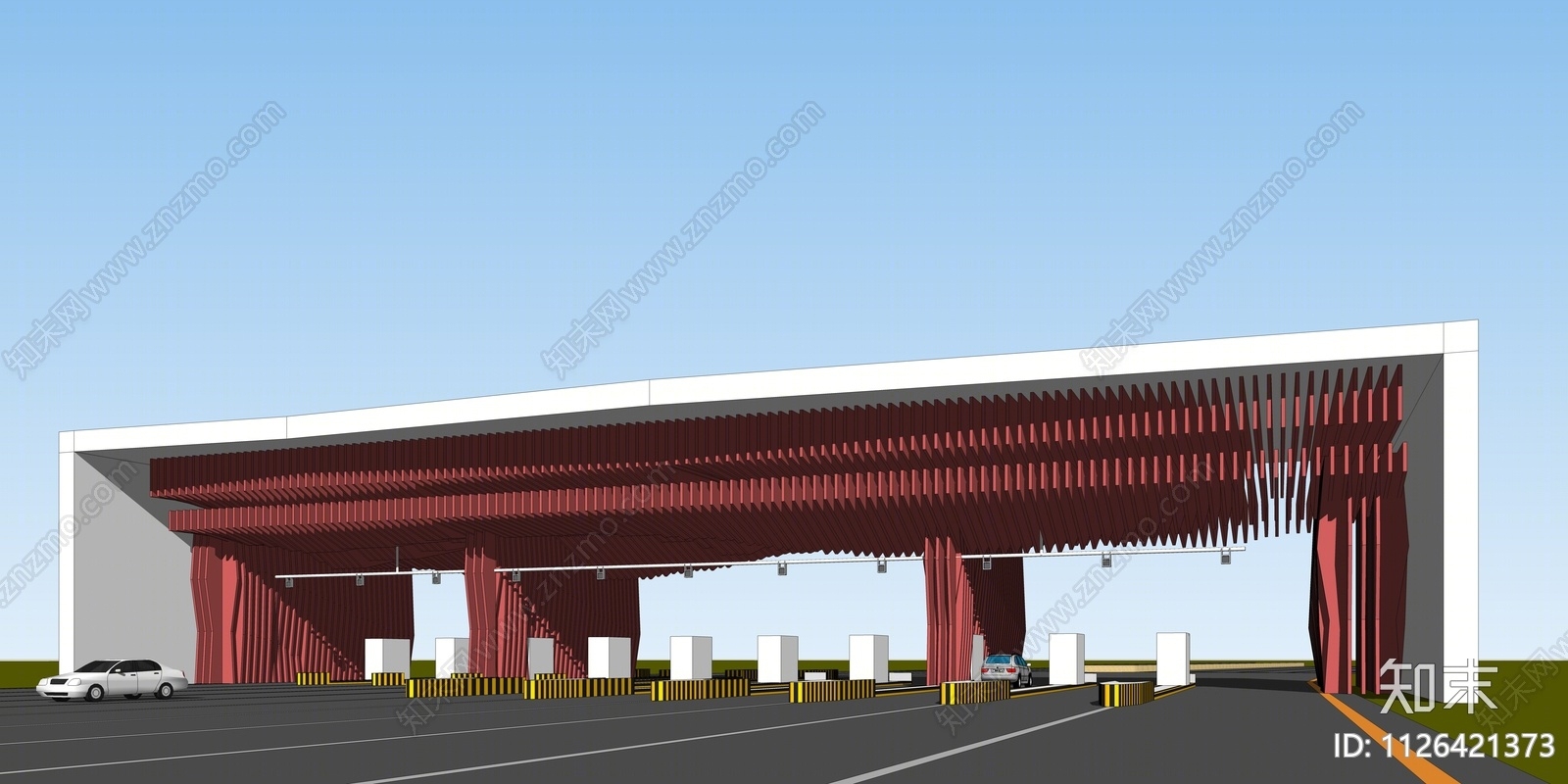 现代风格收费站SU模型下载【ID:1126421373】
