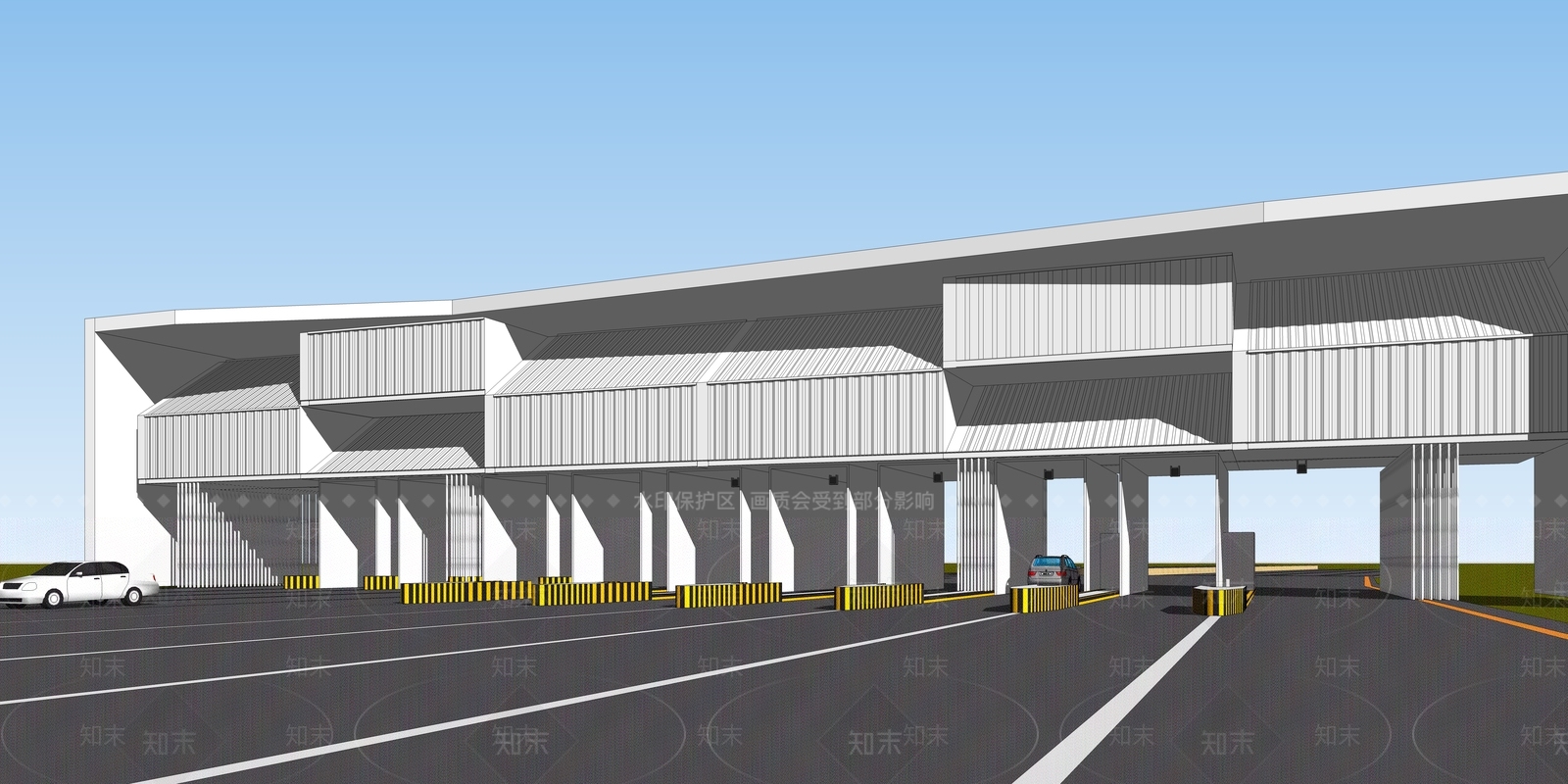 现代风格收费站SU模型下载【ID:1126421743】