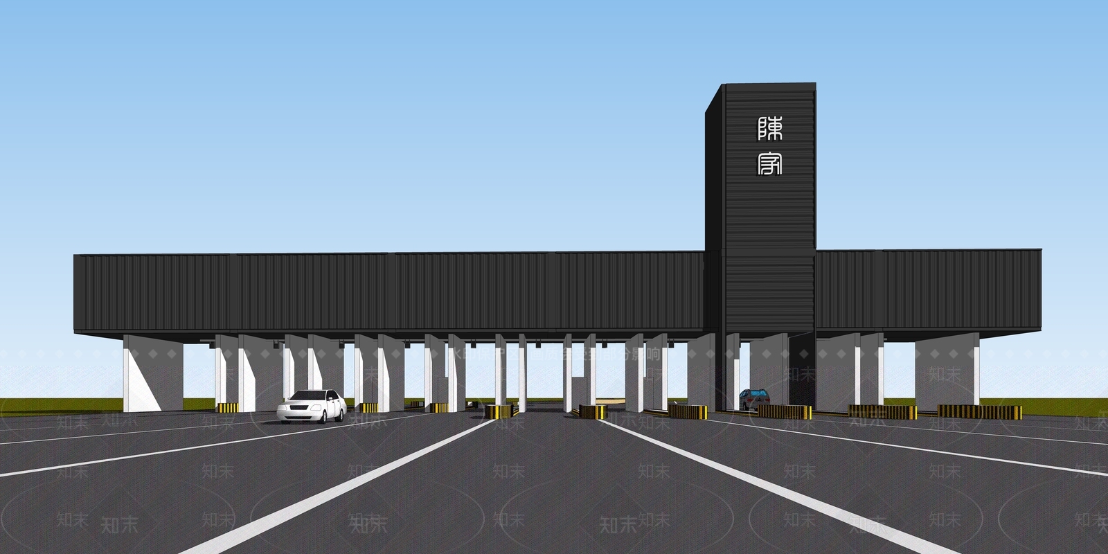现代风格收费站SU模型下载【ID:1126421785】