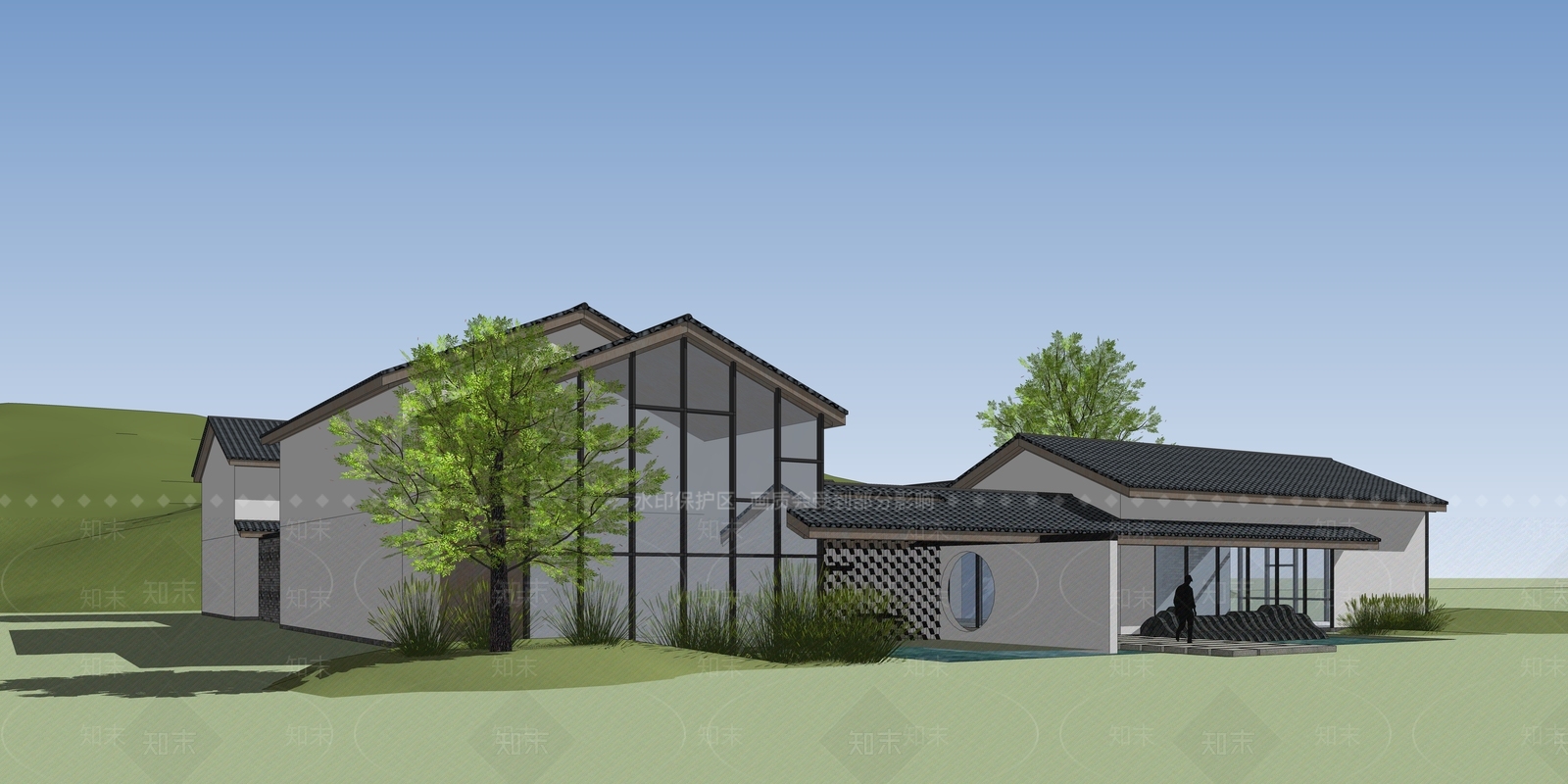 新中式四合院SU模型下载【ID:1126422398】