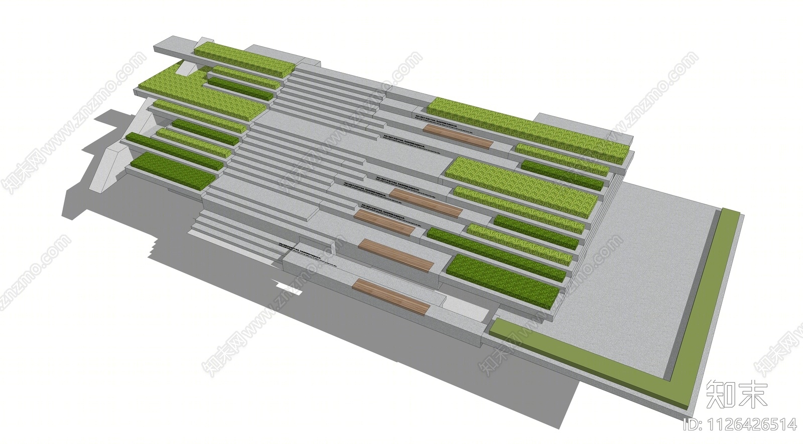 现代台阶景观SU模型下载【ID:1126426514】