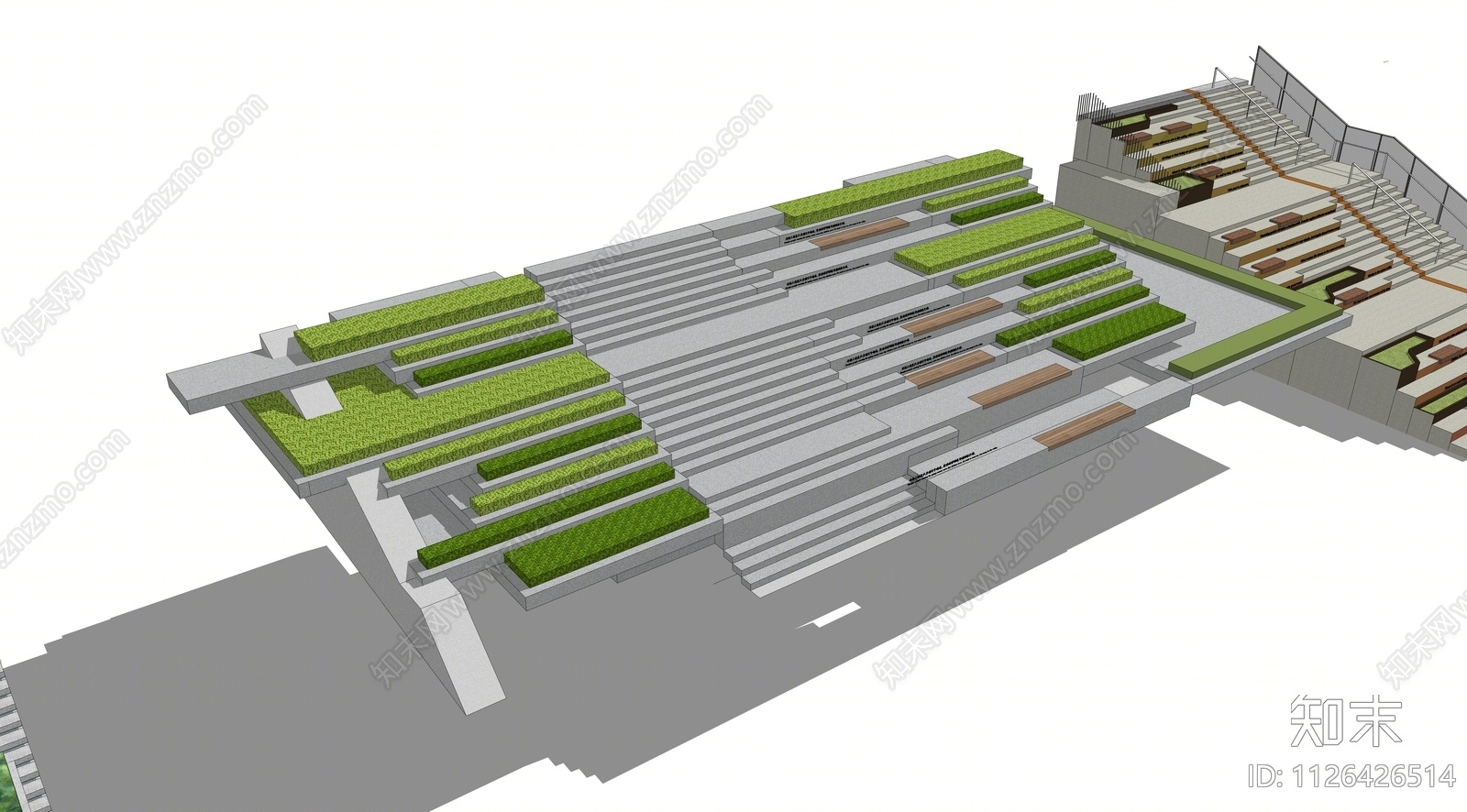 现代台阶景观SU模型下载【ID:1126426514】