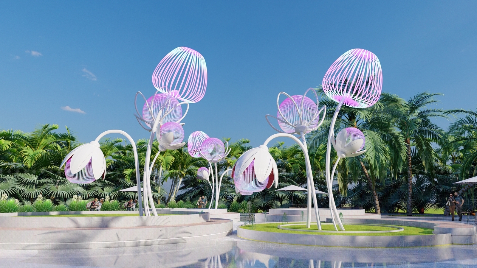 现代花瓣主题构架SU模型下载【ID:1126432996】