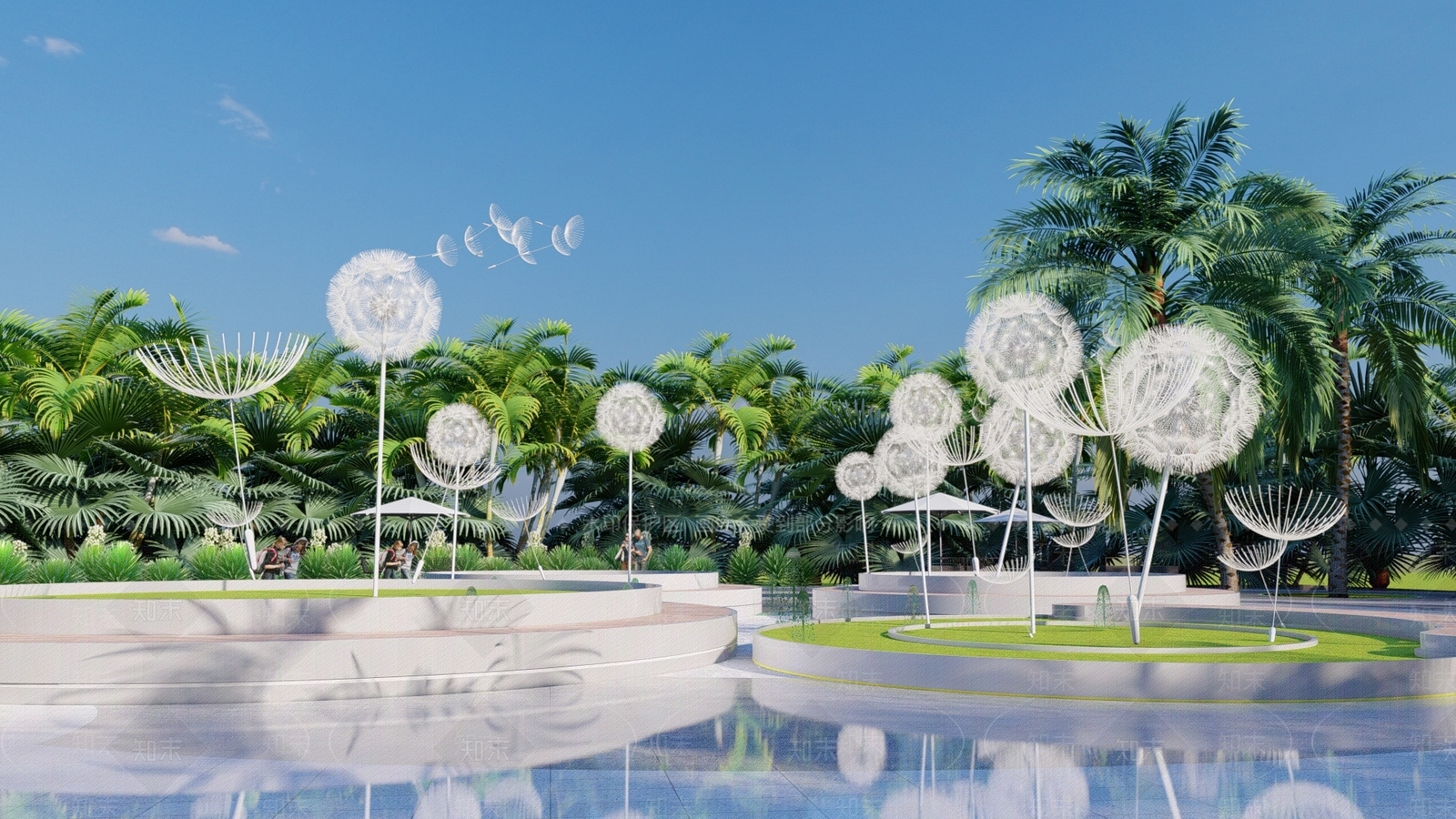 现代蒲公英主题构架SU模型下载【ID:1126433024】