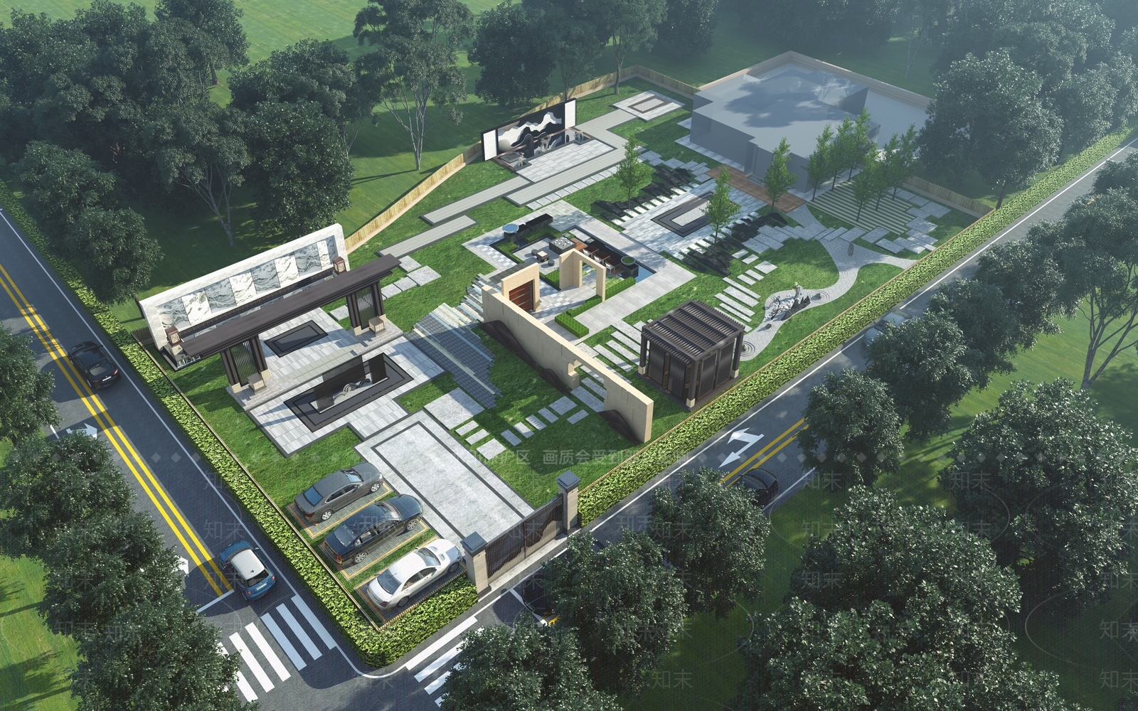 新中式广场鸟瞰3D模型下载【ID:1126434704】