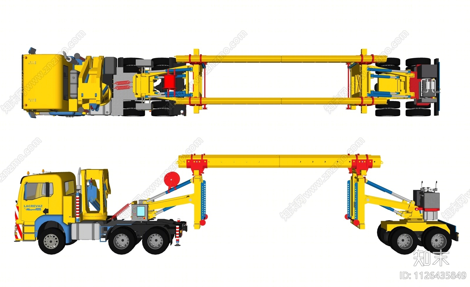 大型工程拖车SU模型下载【ID:1126435849】