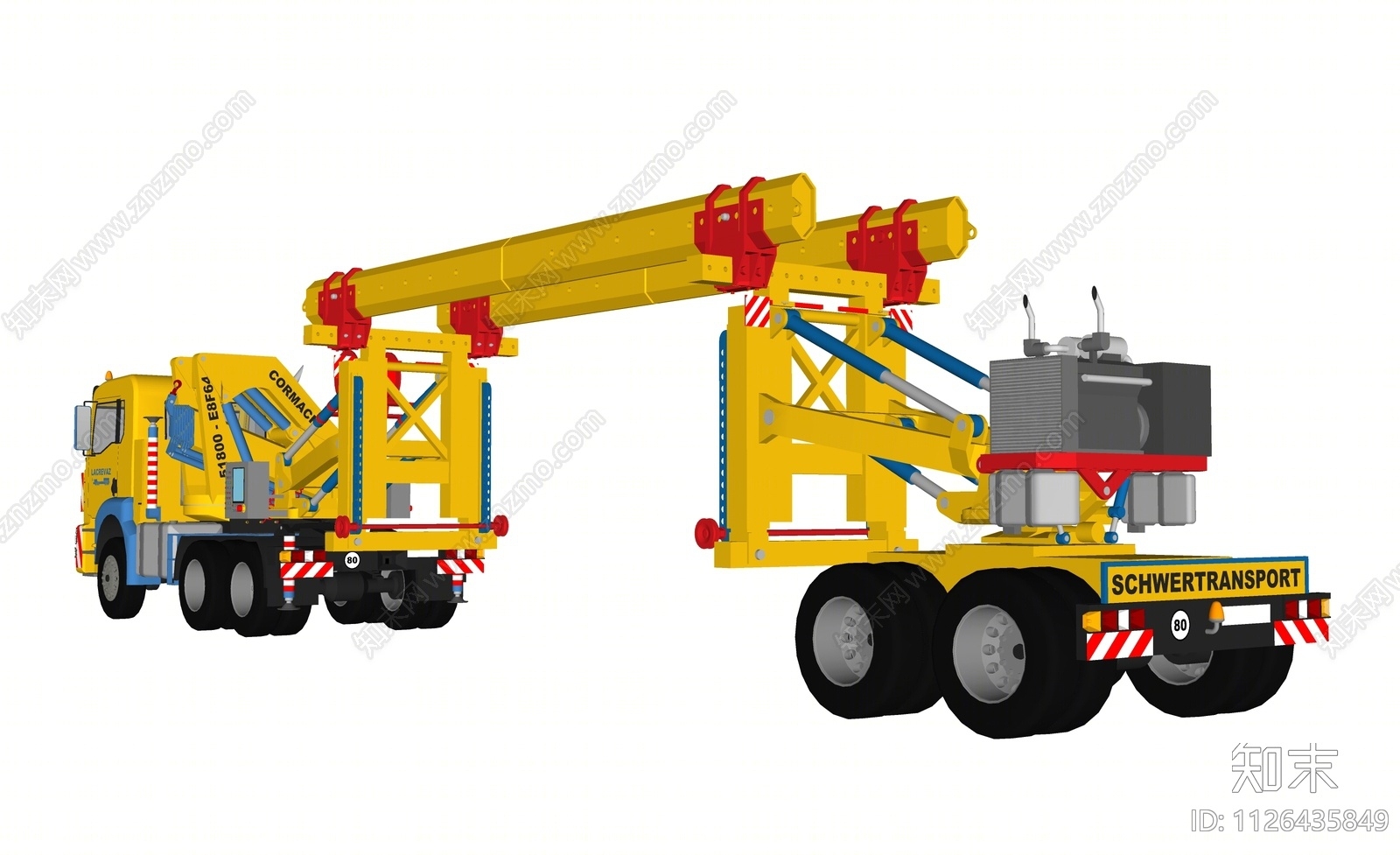 大型工程拖车SU模型下载【ID:1126435849】