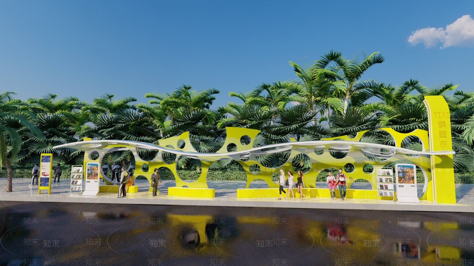 现代公交车站SU模型下载【ID:1126444846】