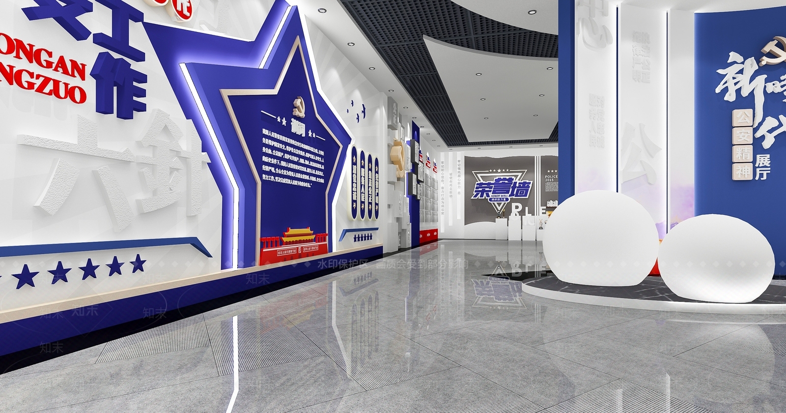 现代派出所党建文化展厅SU模型下载【ID:1126446215】