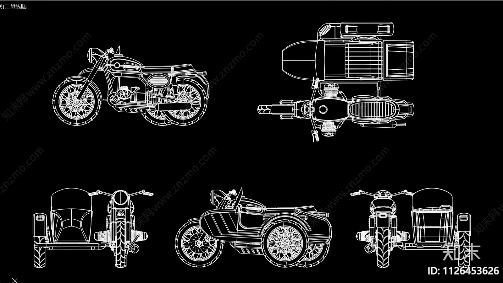 摩托车CAD施工图下载【ID:1126453626】