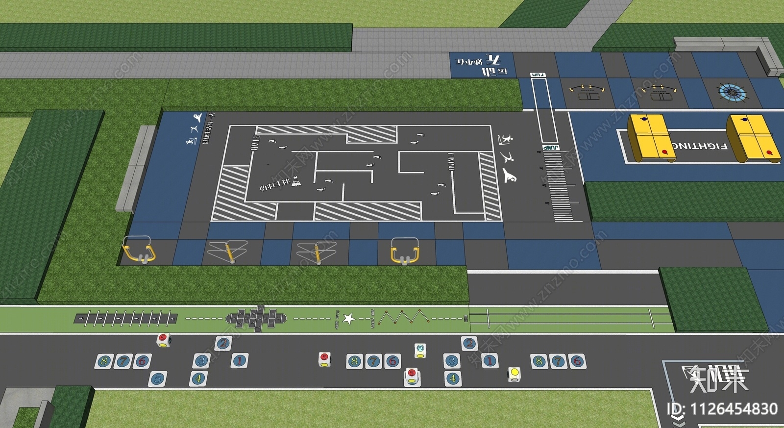 现代运动健身广场SU模型下载【ID:1126454830】