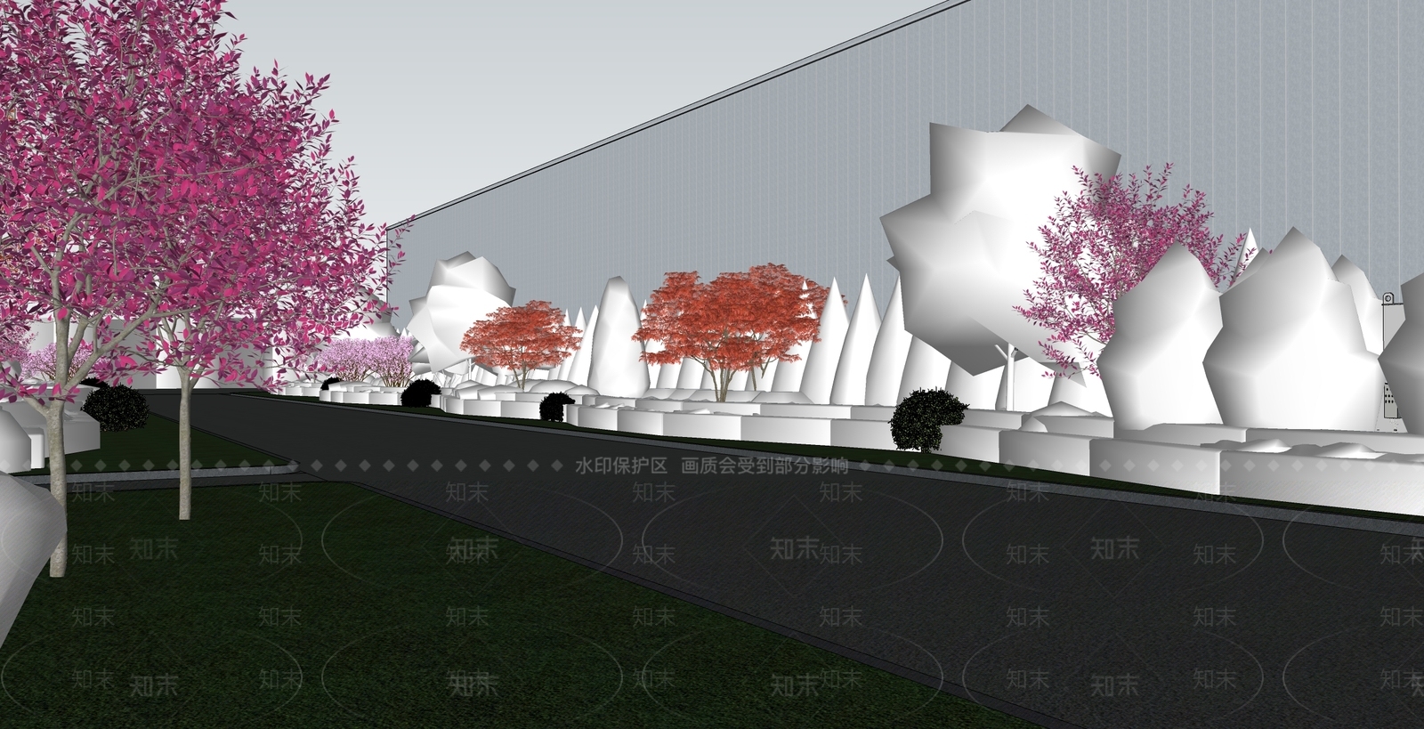 现代办公景观SU模型下载【ID:1126458147】