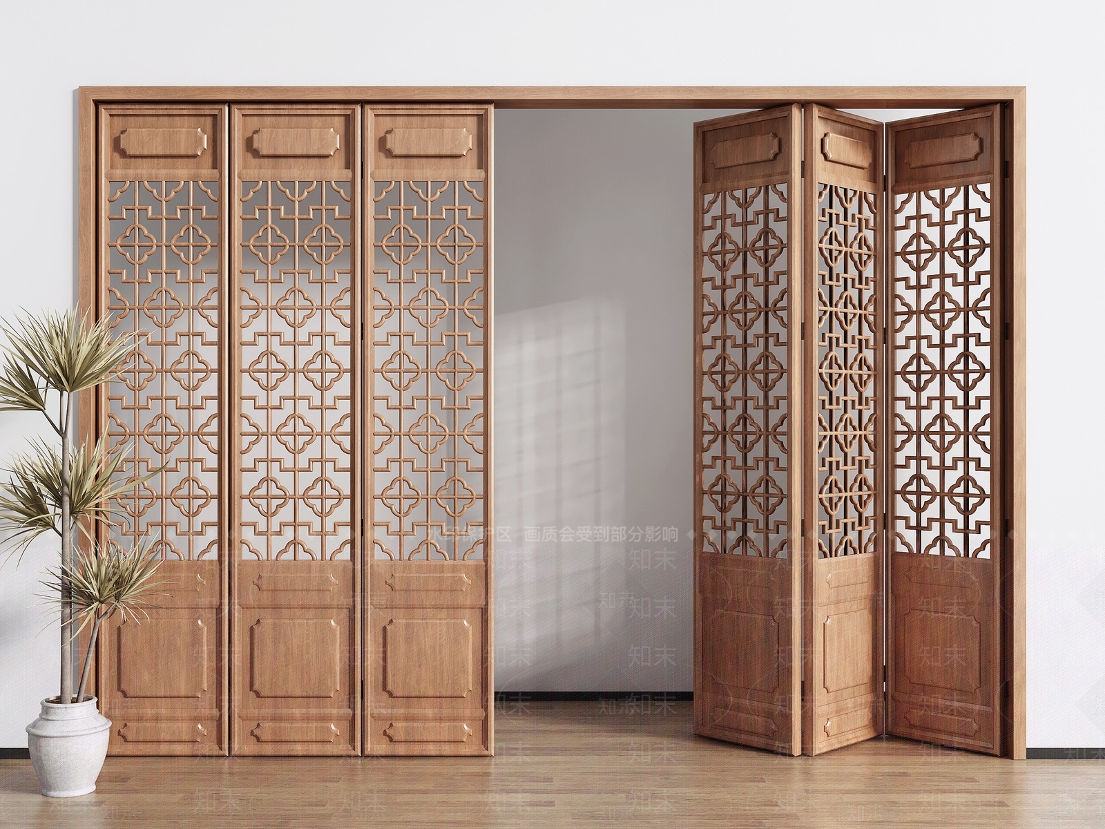 中式折叠门3D模型下载【ID:1126462049】