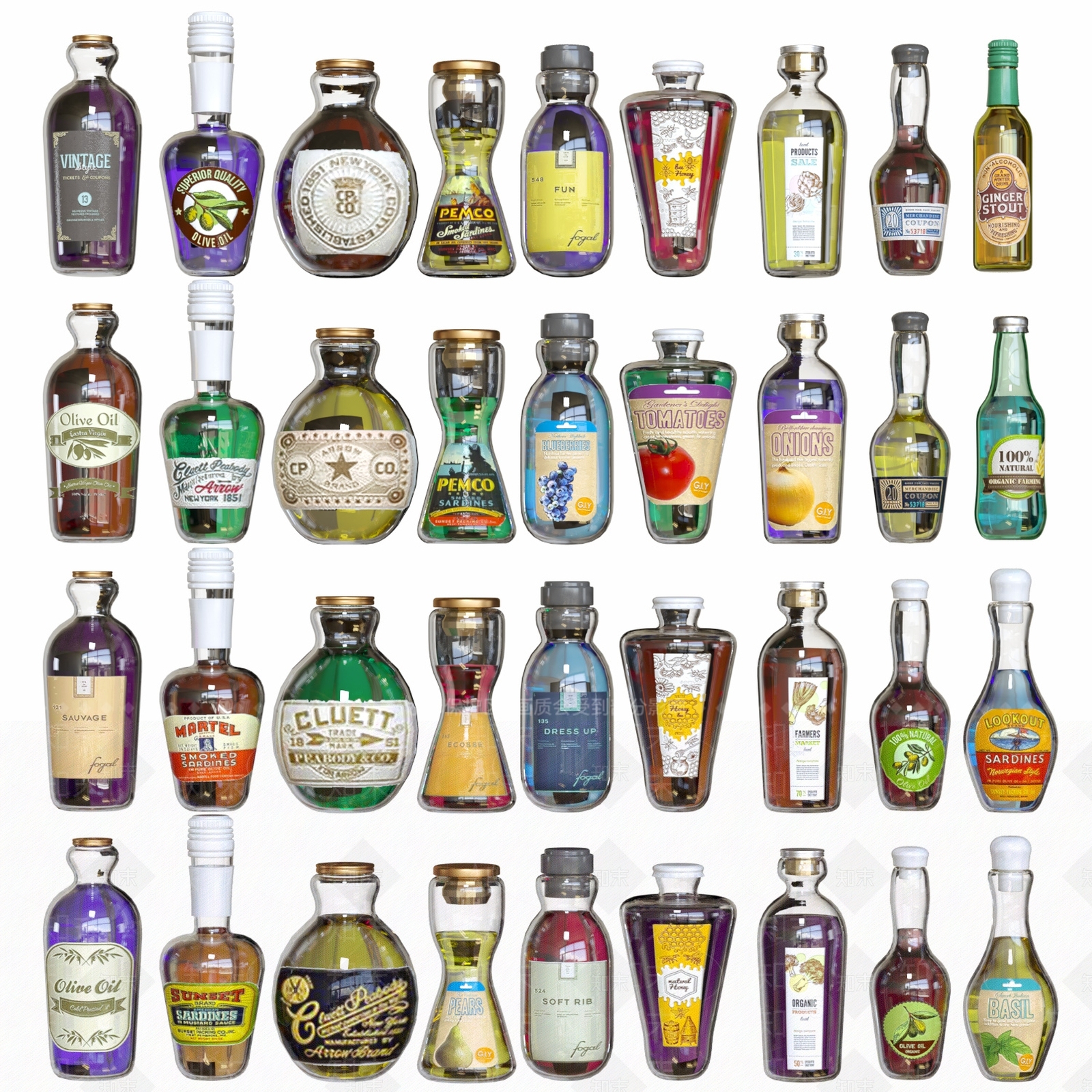 洋酒玻璃瓶饮料3D模型下载【ID:1126465161】