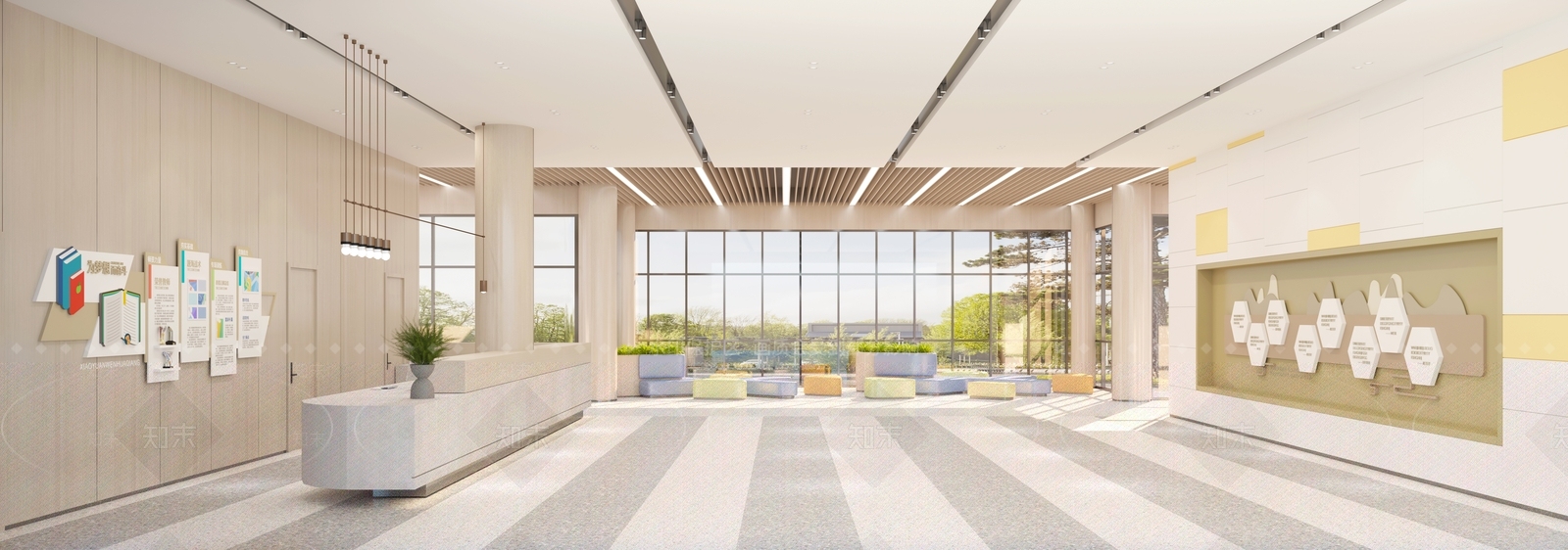 现代宿舍楼门厅3D模型下载【ID:1126465324】