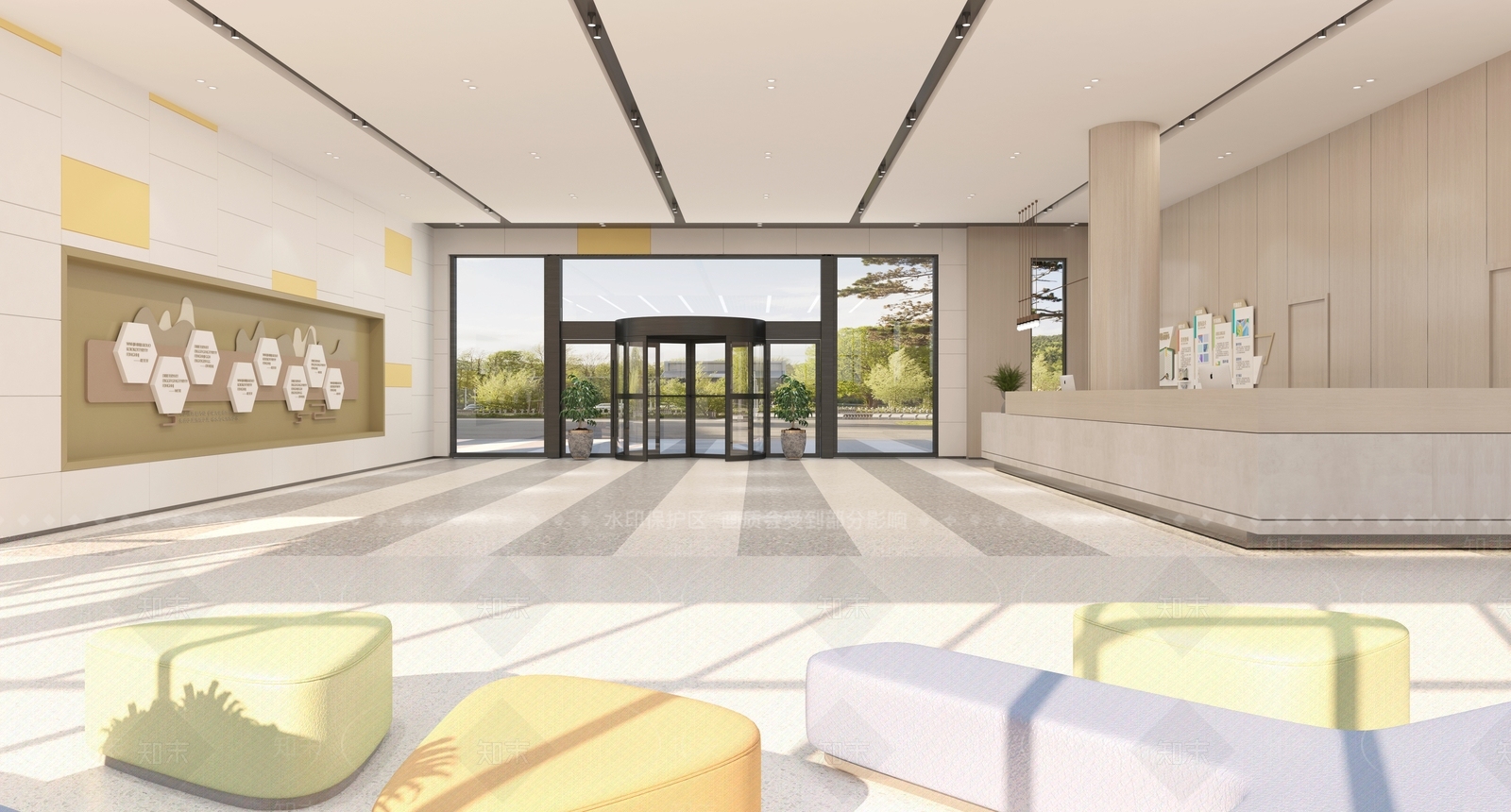 现代宿舍楼门厅3D模型下载【ID:1126465324】