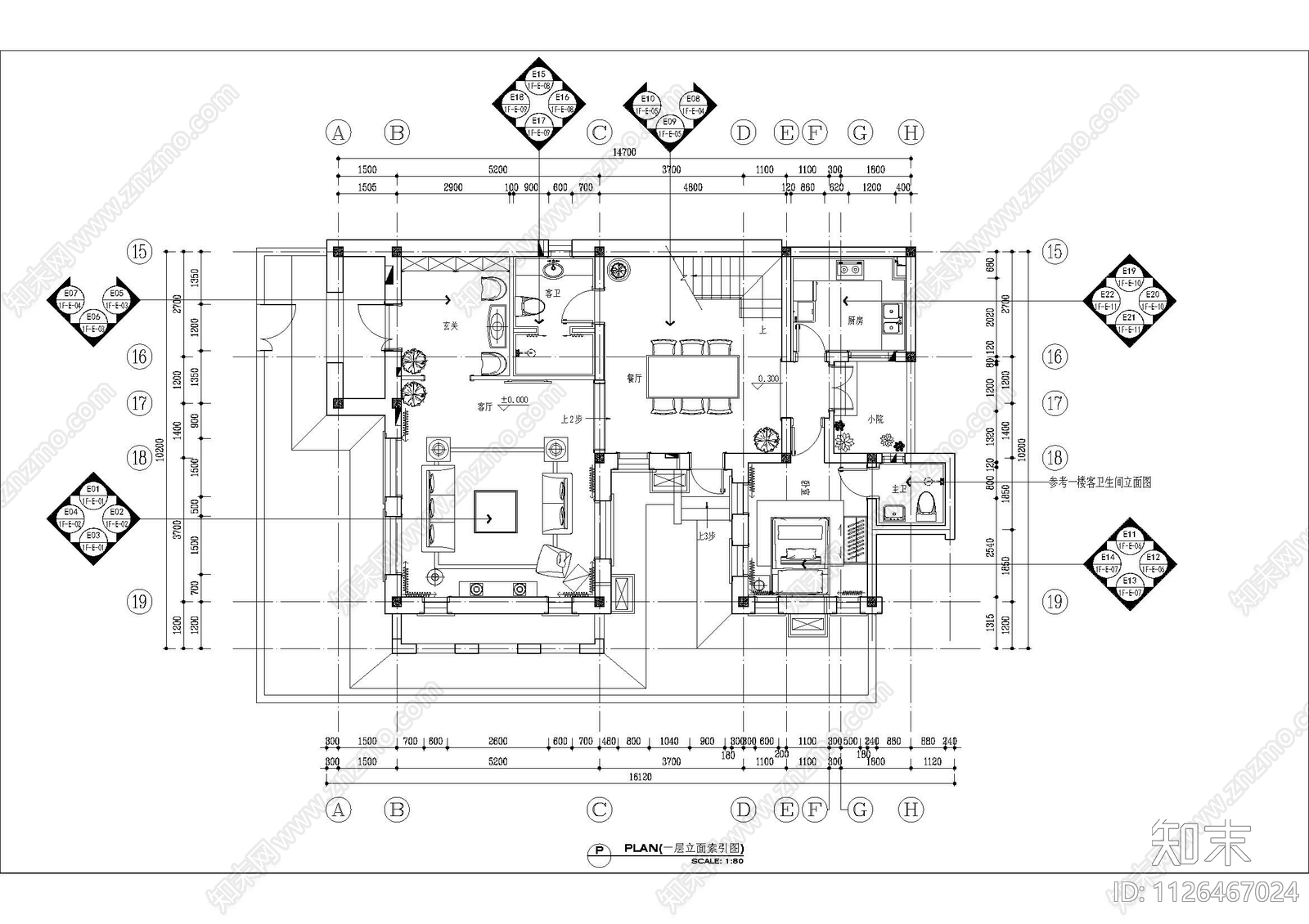 别墅平面图cad施工图下载【ID:1126467024】