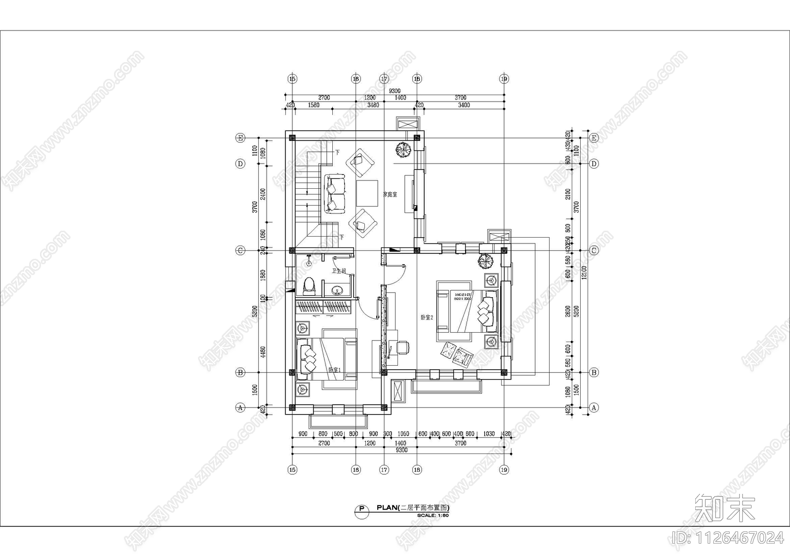 别墅平面图cad施工图下载【ID:1126467024】