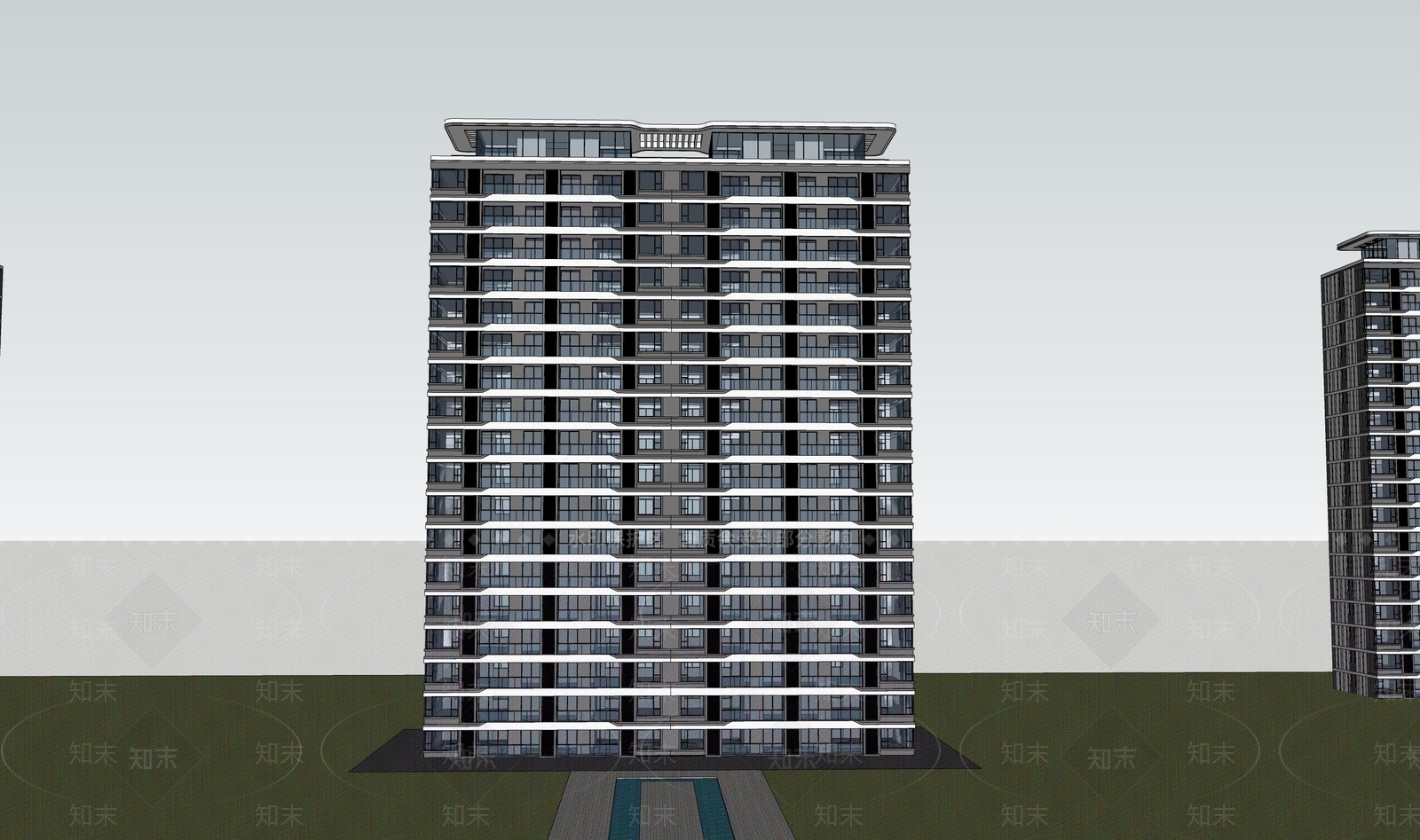 现代高层住宅SU模型下载【ID:1126471227】