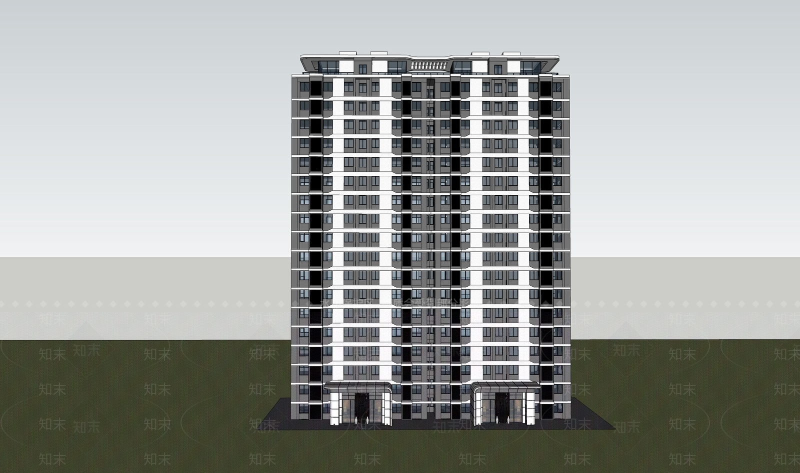 现代高层住宅SU模型下载【ID:1126471227】