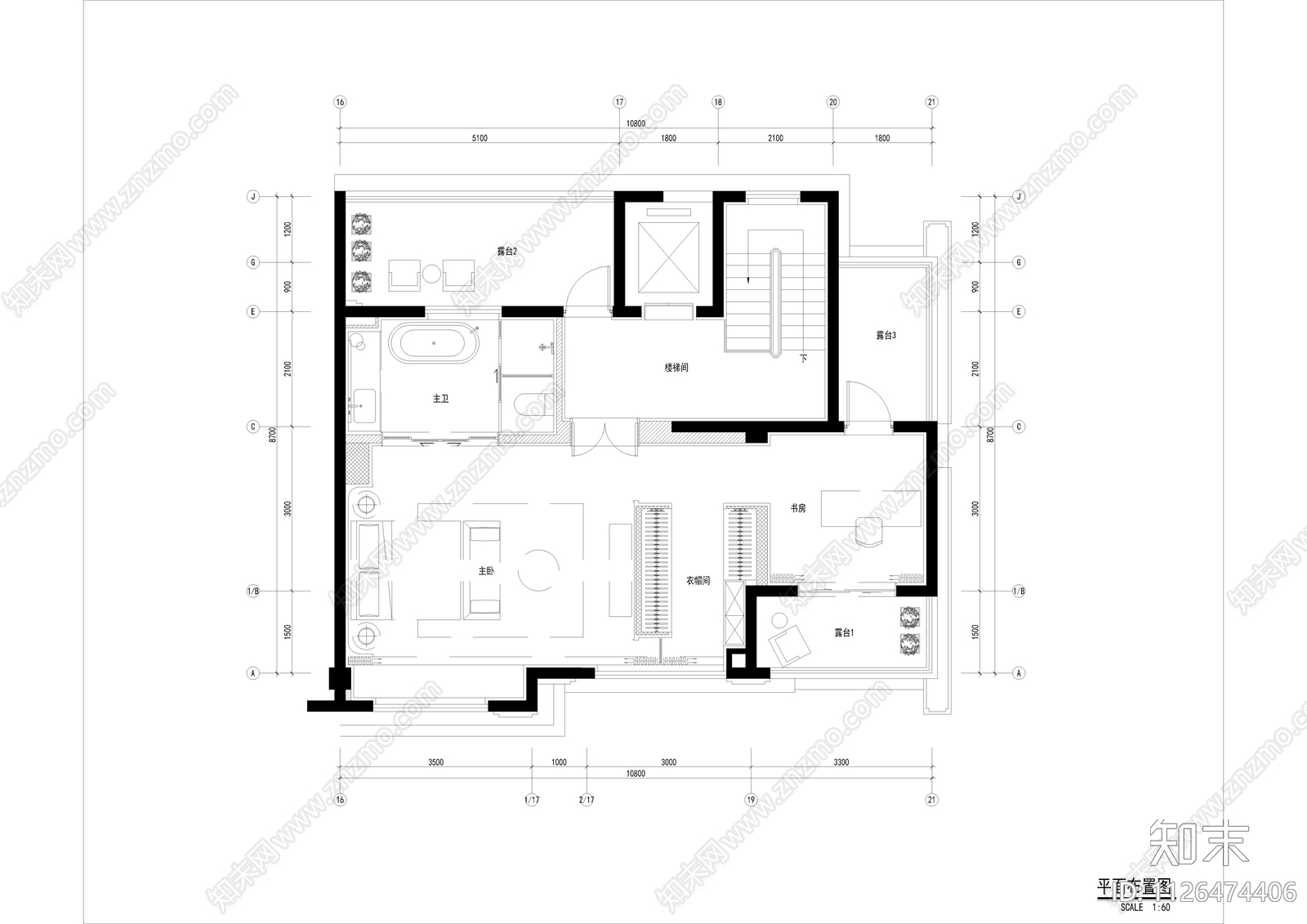 现代风格别墅cad施工图下载【ID:1126474406】