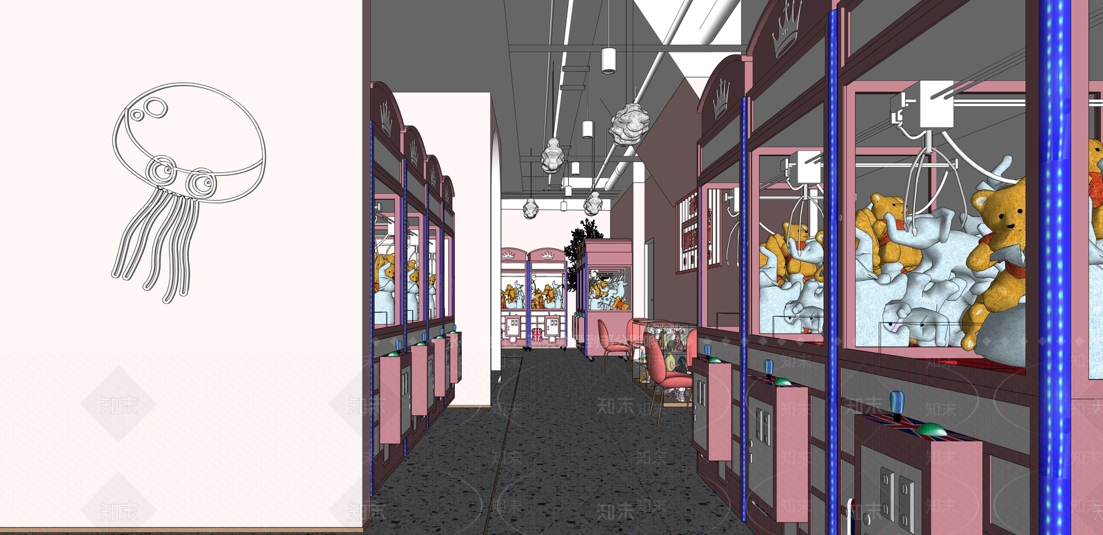 现代抓娃娃店SU模型下载【ID:1126477678】