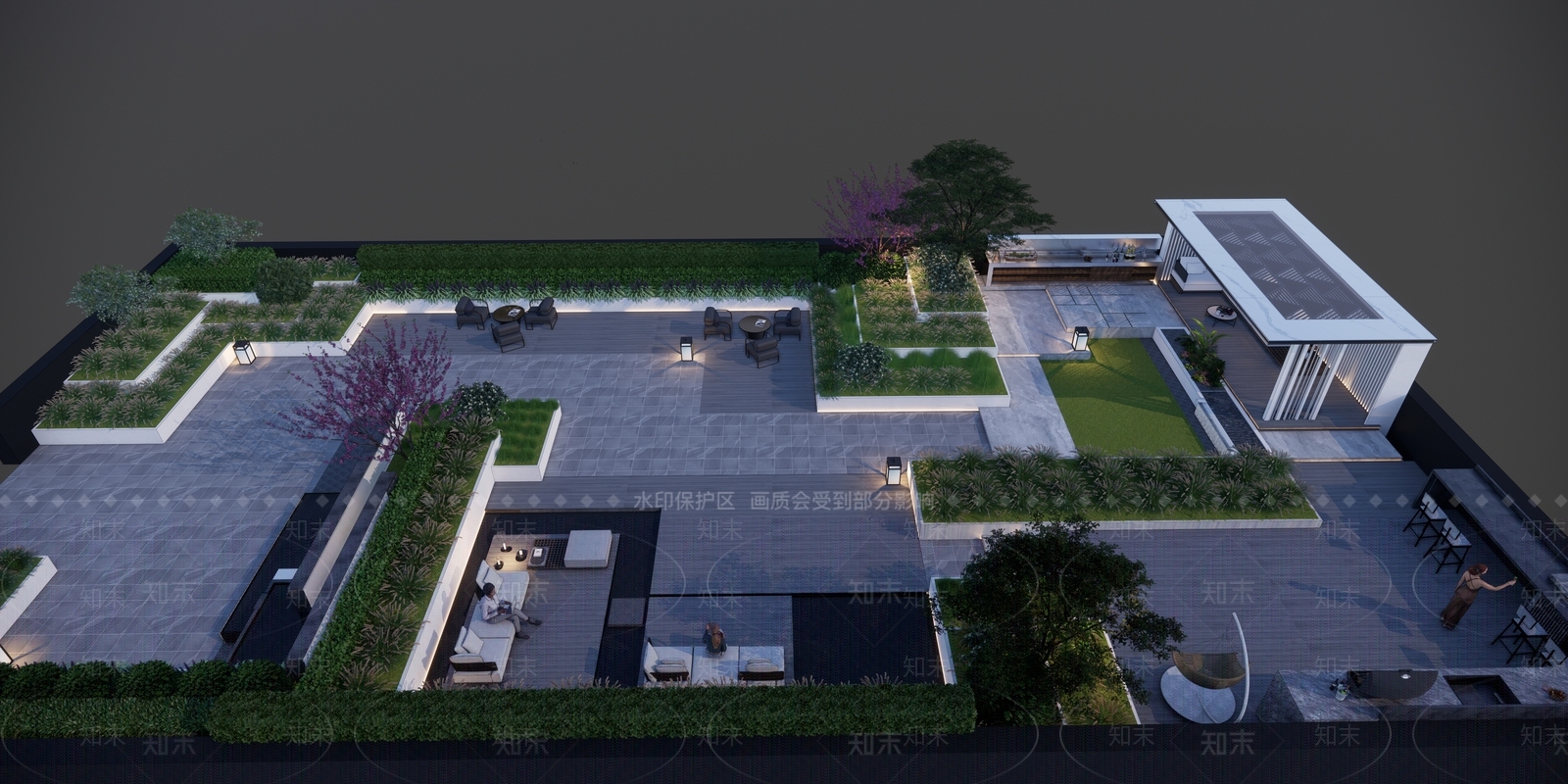 现代屋顶花园SU模型精品下载_SketchUp模型_知末网