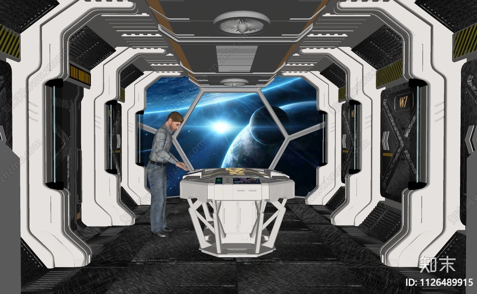 现代太空舱指挥控制室SU模型下载【ID:1126489915】
