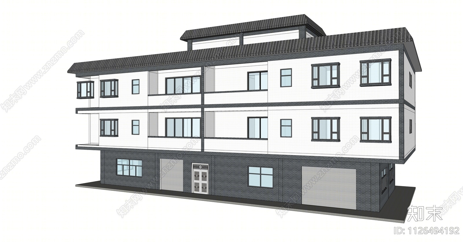 新中式多层住宅SU模型下载【ID:1126494192】