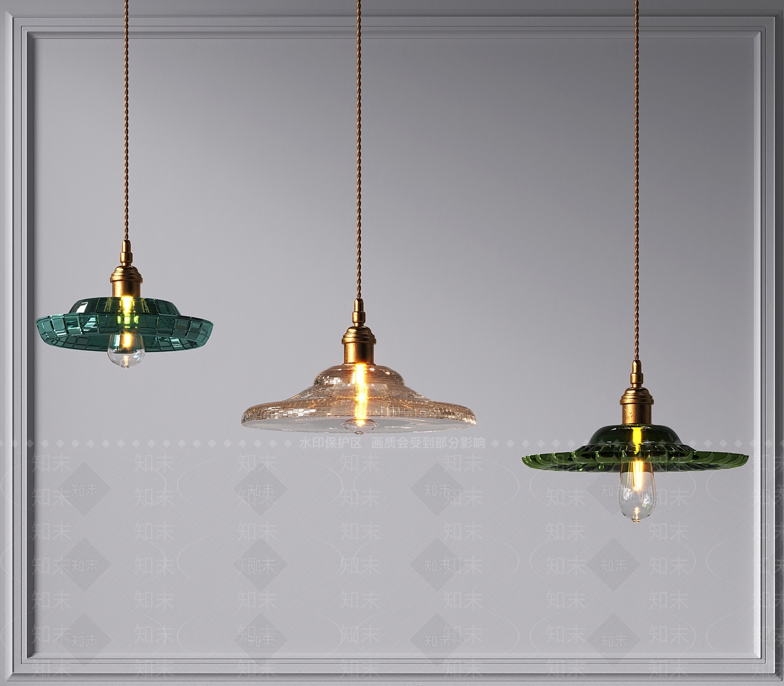现代创意玻璃吊灯SU模型下载【ID:1126494131】_知末su模型网