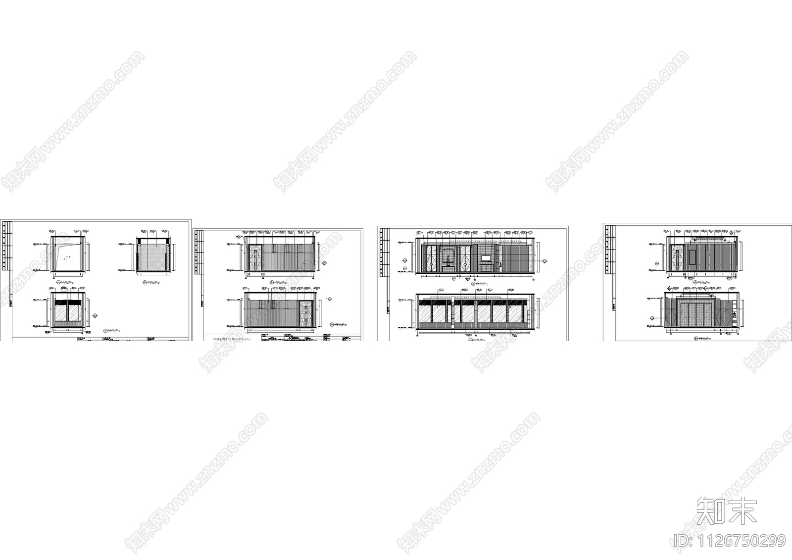 办公总裁室助理室立面图cad施工图下载【ID:1126750299】