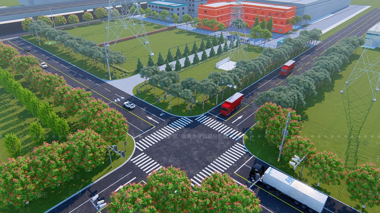 现代城市道路SU模型下载【ID:1126594214】