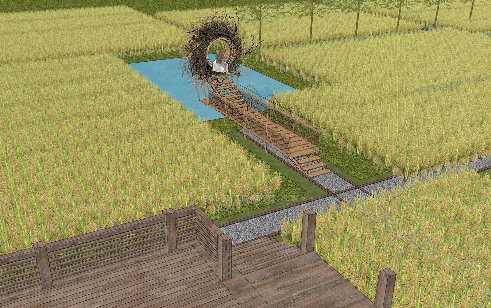 现代稻田农村SU模型下载【ID:1126503028】