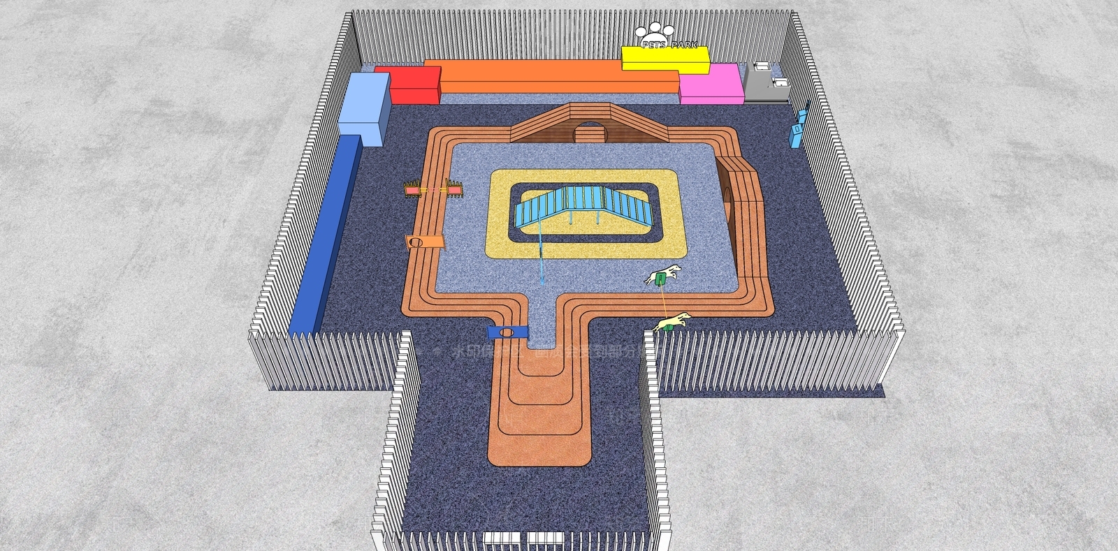 现代宠物乐园景观SU模型下载【ID:1126504366】
