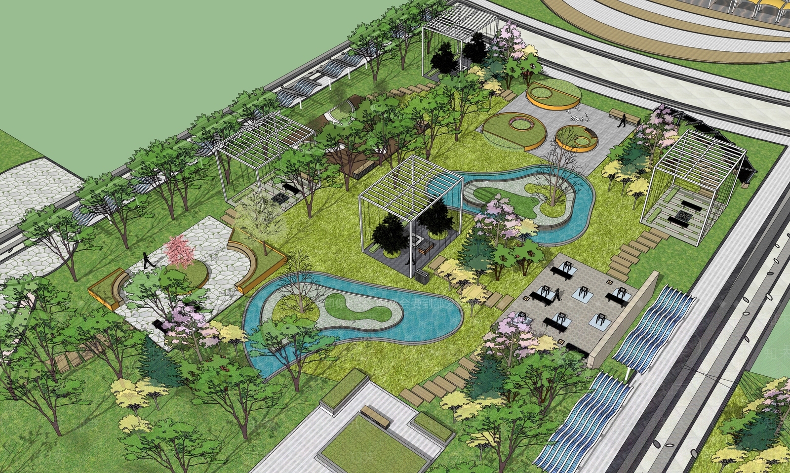 现代公园景观SU模型下载【ID:1126507025】