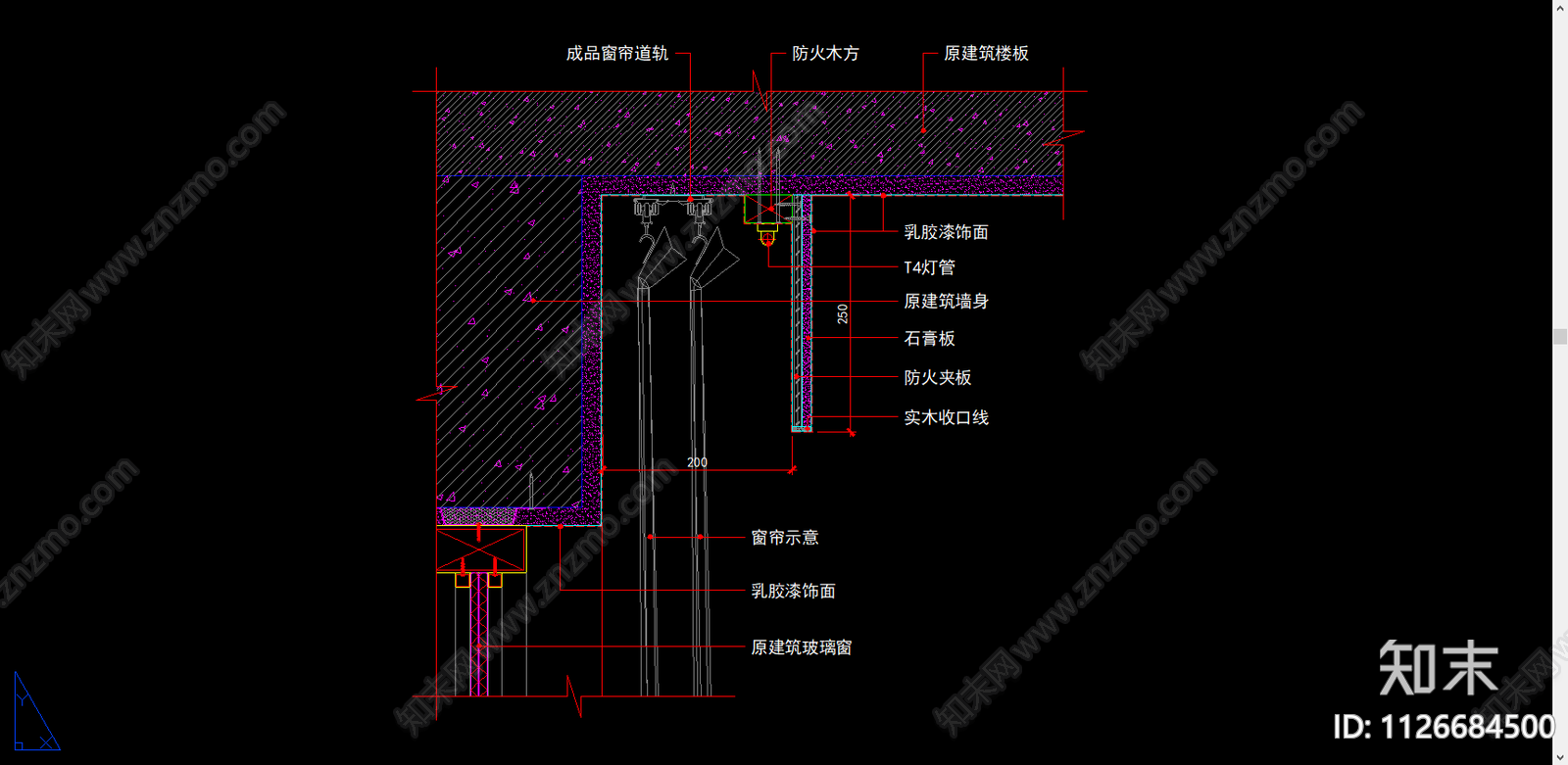 窗帘盒天花吊顶剖面大样图施工图下载【ID:1126684500】