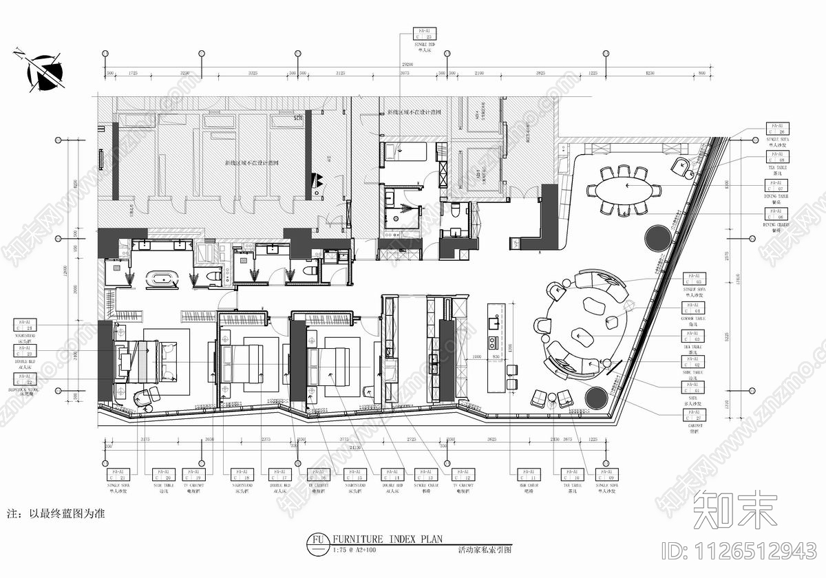 290㎡大平层CADcad施工图下载【ID:1126512943】