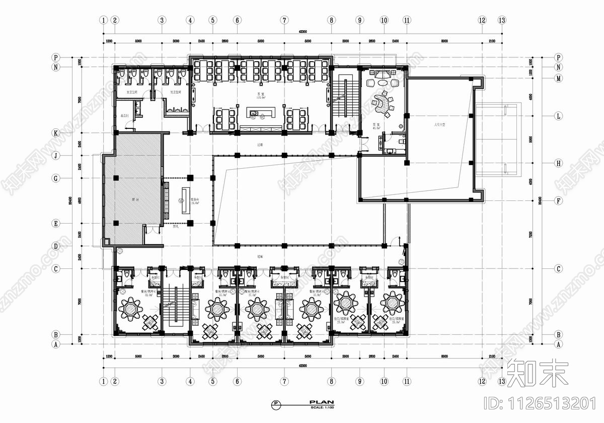 2500㎡餐饮娱乐休闲会所CADcad施工图下载【ID:1126513201】