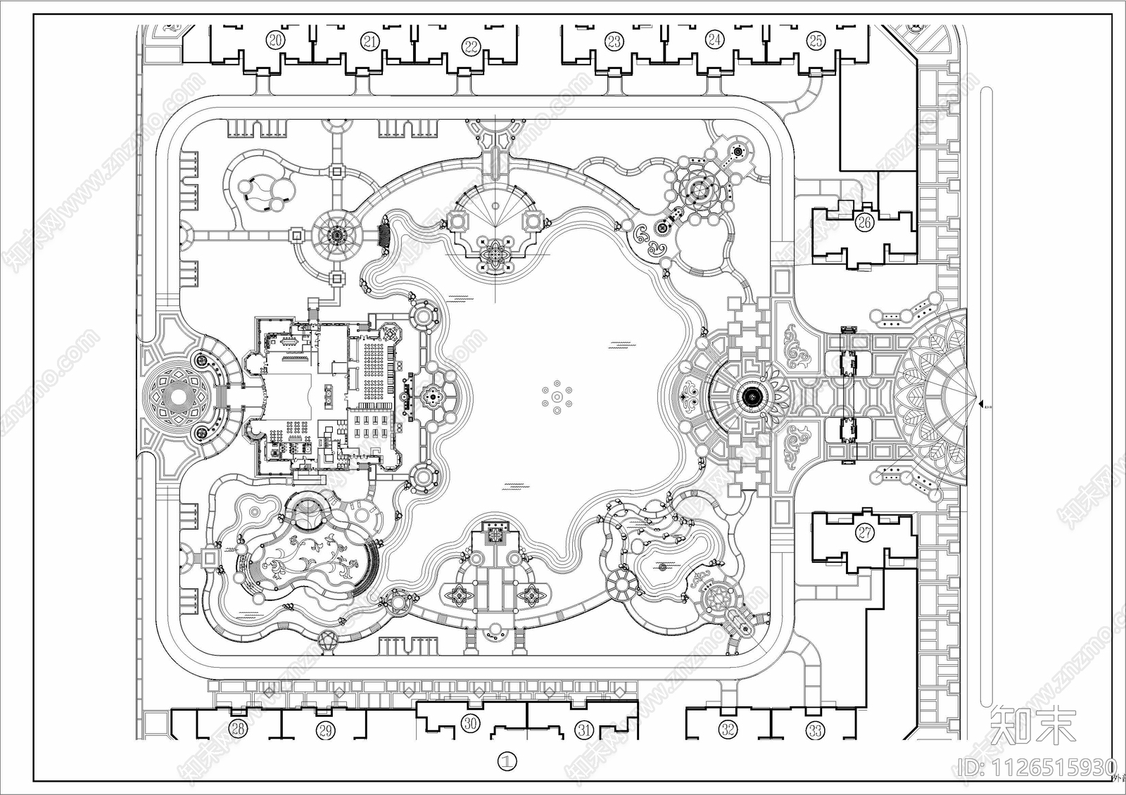 欧式简约海南儋州住宅方案平面施工图下载【ID:1126515930】