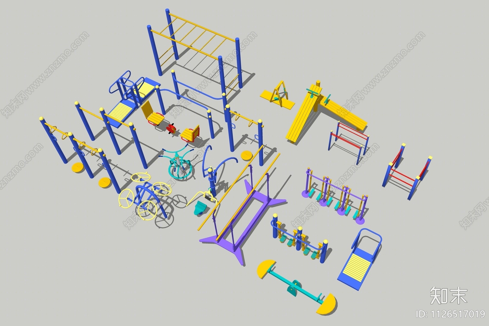 户外健身器材SU模型下载【ID:1126517019】