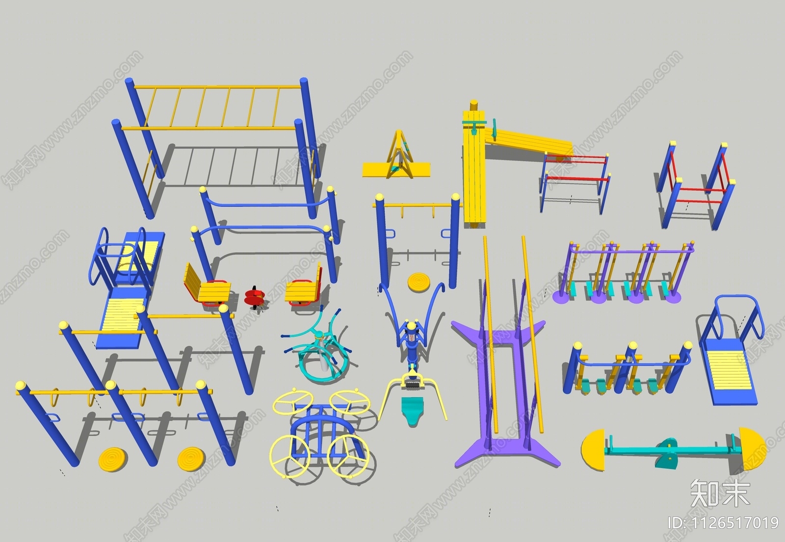 户外健身器材SU模型下载【ID:1126517019】
