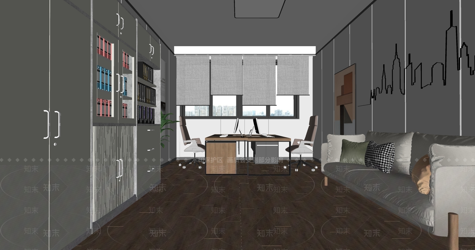 现代财务室SU模型下载【ID:1126526071】