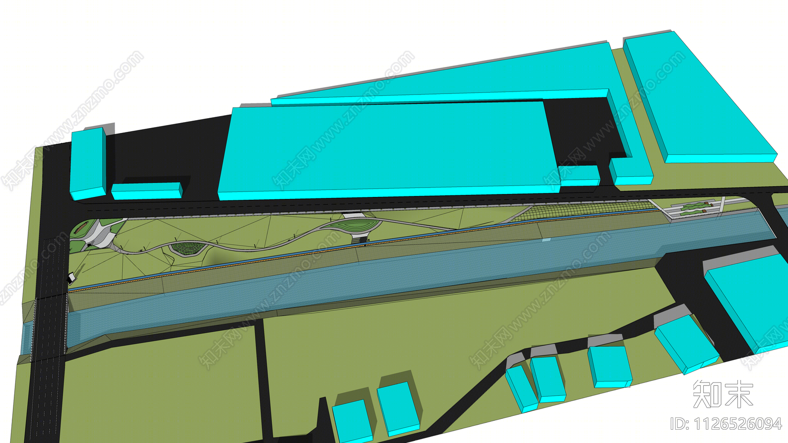 现代公园景观SU模型下载【ID:1126526094】
