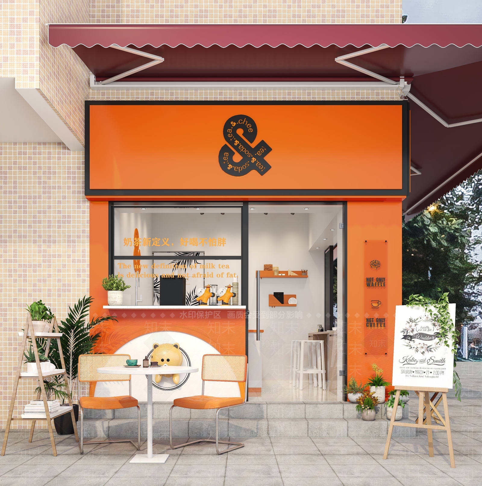 现代奶茶店门3D模型下载【ID:1126527163】