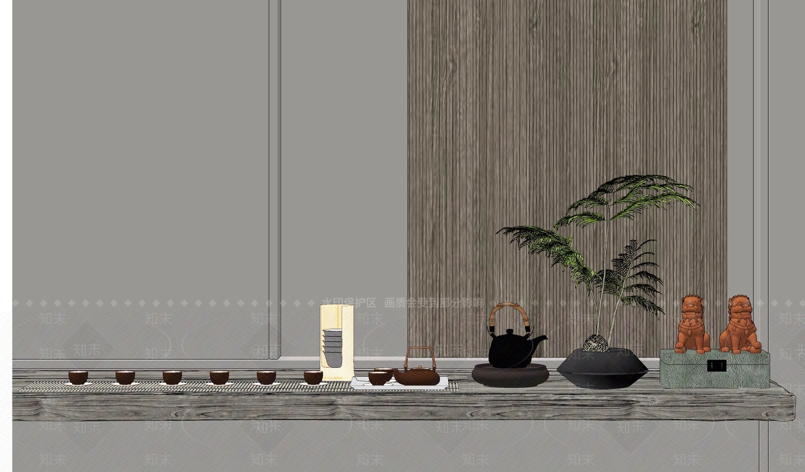新中式茶具SU模型下载【ID:1126534928】