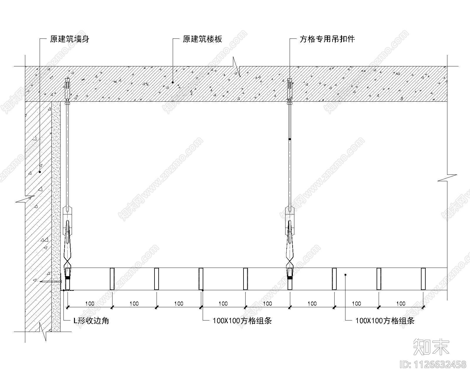 铝格栅吊顶方条吊顶施工图下载【ID:1126632458】