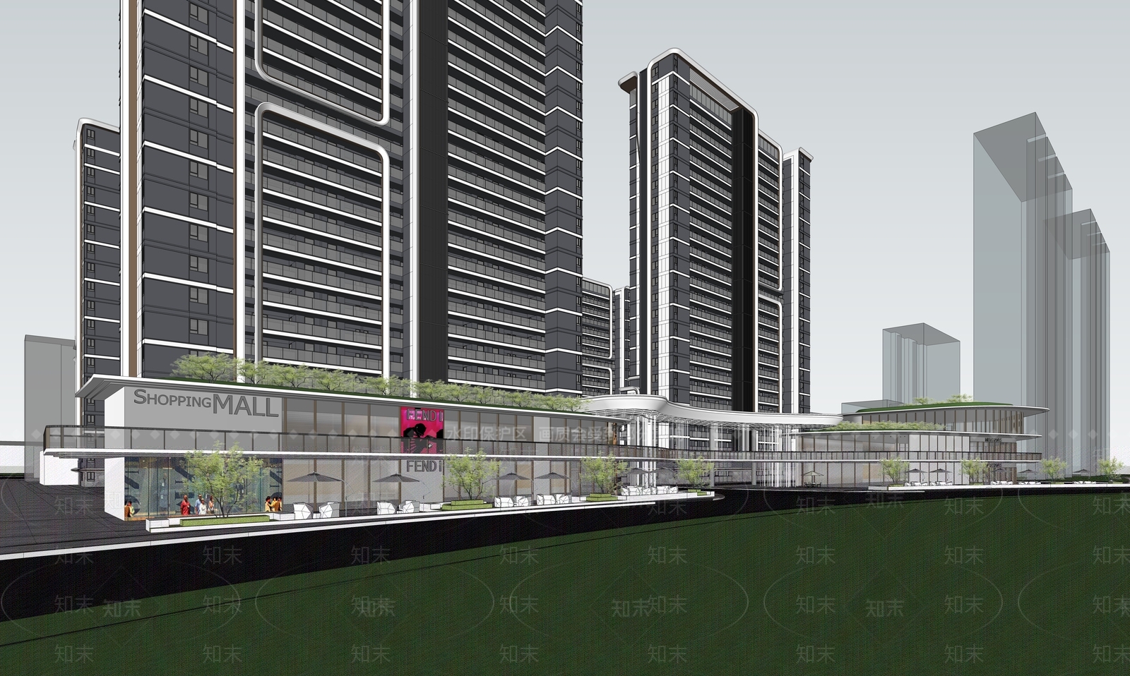 商场建筑SU模型精品下载_SketchUp模型_知末网